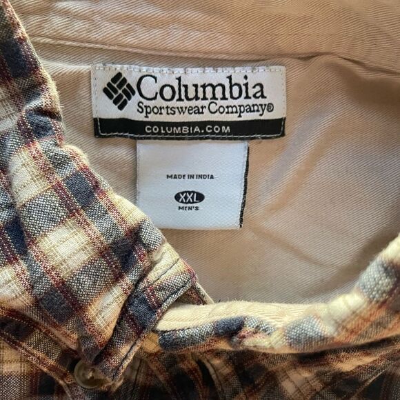 Columbia Men's Button Down Shirt Size  XXL flannel Brown Plaid Long Sleeve - Picture 3 of 5
